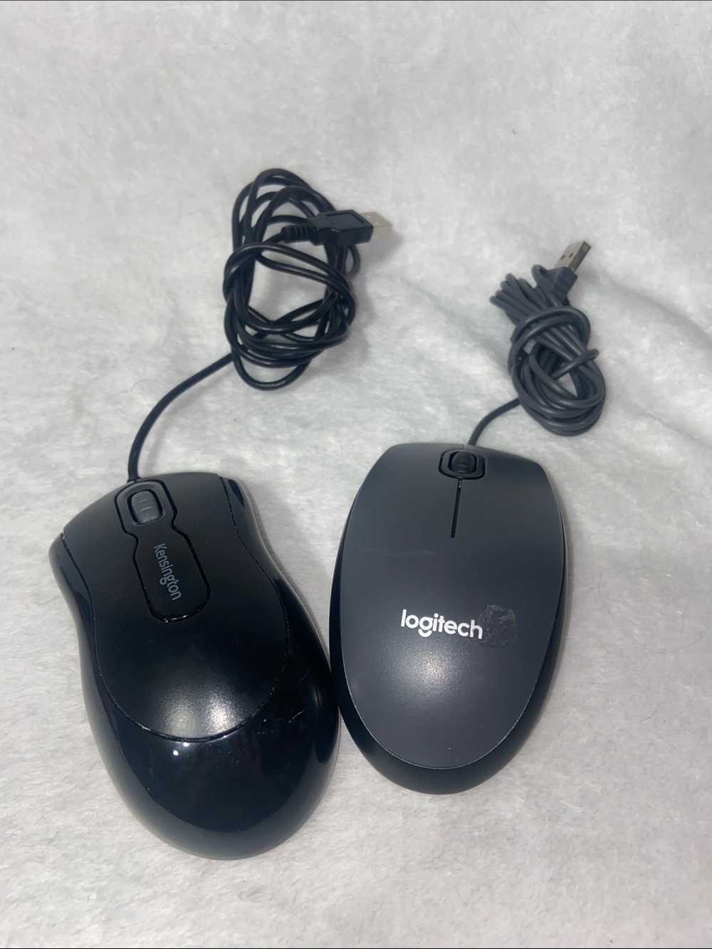 Logitech and Kensington Wired USB Computer Mice - Black